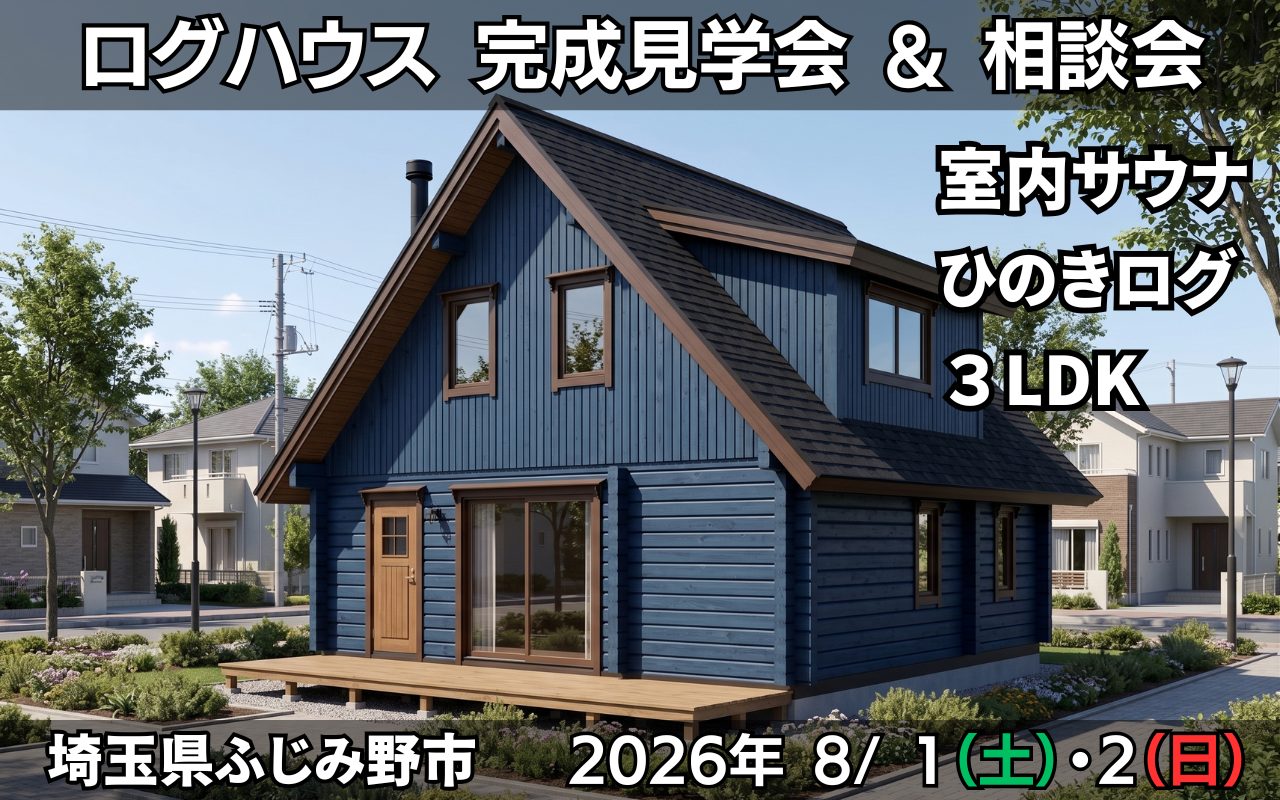 【ログハウス完成見学会】埼玉県ふじみ野市